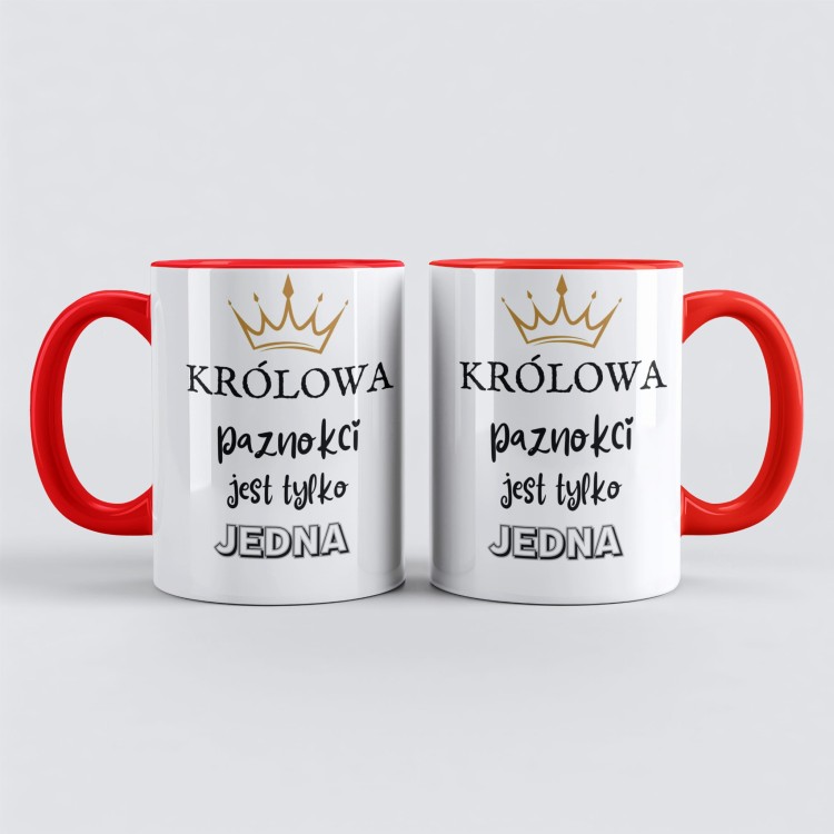 Personalizowany czerwony kubek dla stylistki paznokci z imieniem