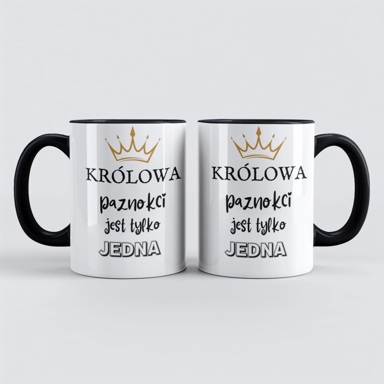 Personalizowany czarny  kubek dla stylistki paznokci z imieniem