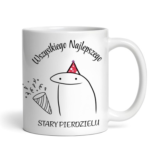 Kubek z napisem „Wszystkiego najlepszego, stary pierdzielu” – śmieszny prezent urodzinowy dla mężczyzny