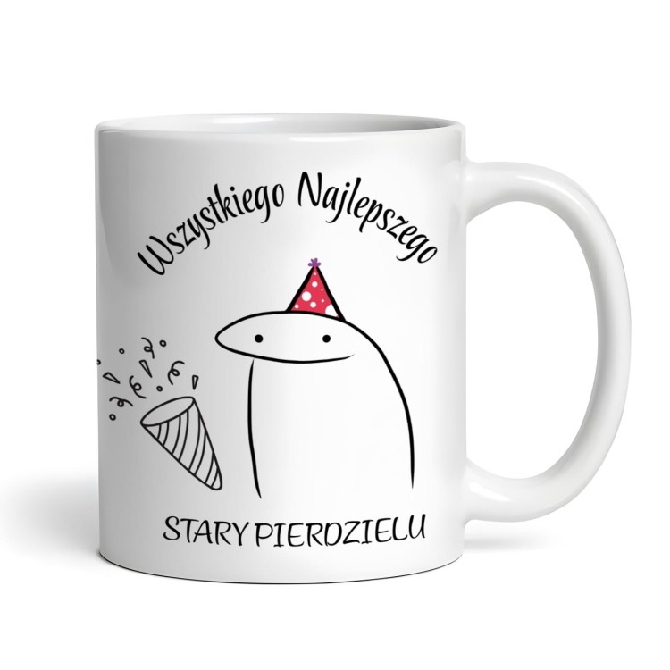 Kubek z napisem „Wszystkiego najlepszego, stary pierdzielu” – śmieszny prezent urodzinowy dla mężczyzny
