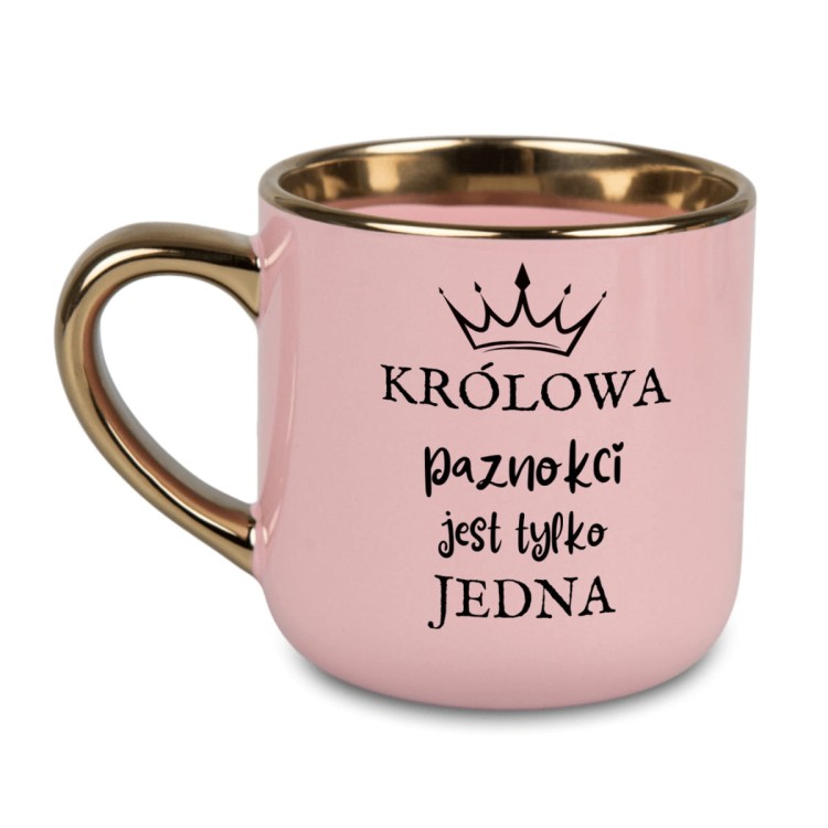 prezent dla manikiurzystki kubek personalizowany różowy złoty rant