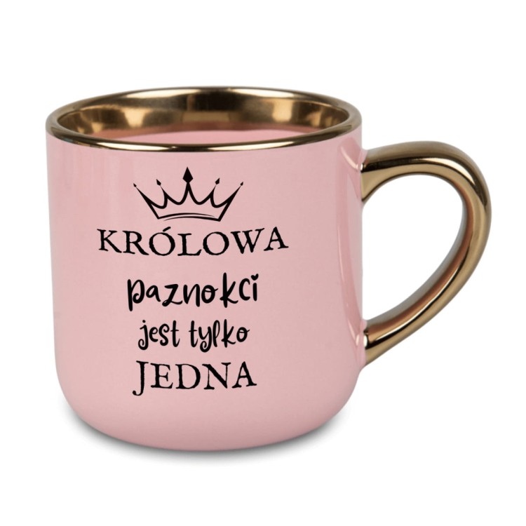 elegancki kubek manicure różowy 400 ml złote ucho