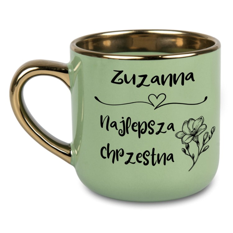 personalizowany kubek 400 ml dla matki chrzestnej z kwiatowym motywem