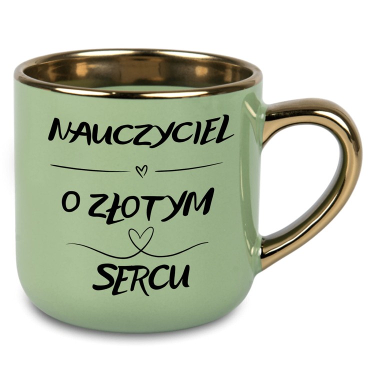 prezent dla nauczyciela – kubek z imieniem i złotym detalem