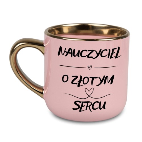 personalizowany kubek dla nauczycielki w różowym kolorze