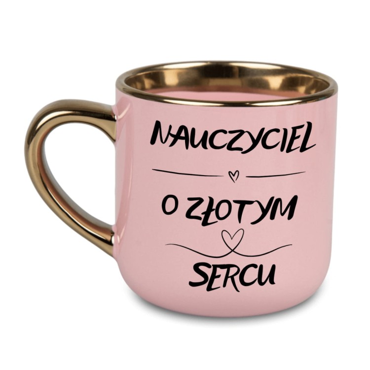 personalizowany kubek dla nauczycielki w różowym kolorze