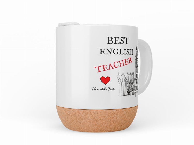 Kubek z napisem „Best English Teacher” i rysunkiem Big Bena – elegancki prezent dla nauczyciela języka angielskiego