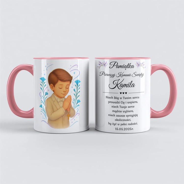Personalizowany kubek komunijny dla chłopca z imieniem