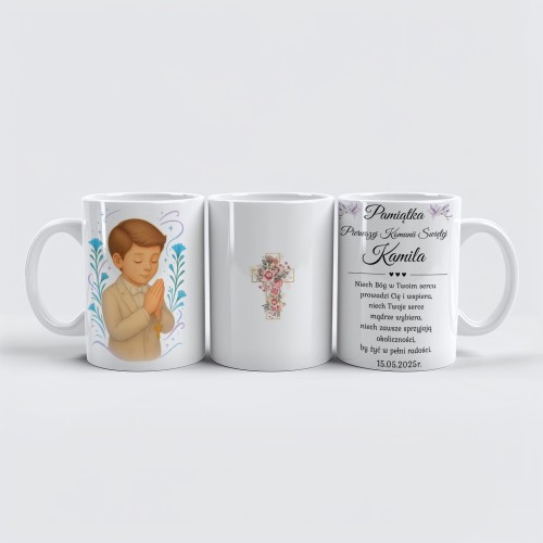 Kubek 330 ml z grafiką chłopca na Pierwszą Komunię