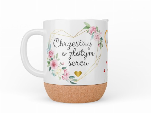 Personalizowany kubek Chrzestny o złotym sercu z imieniem