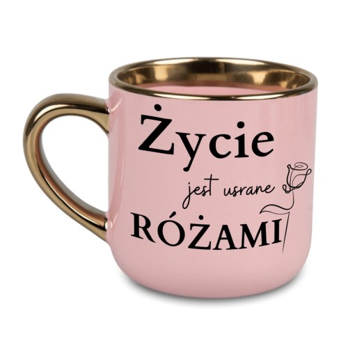Elegancki kubek w kolorze pudrowego różu z personalizacją – śmieszny prezent dla niej