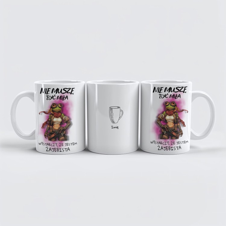 Kubek ceramiczny z personalizacją imienia i grafiką żaby