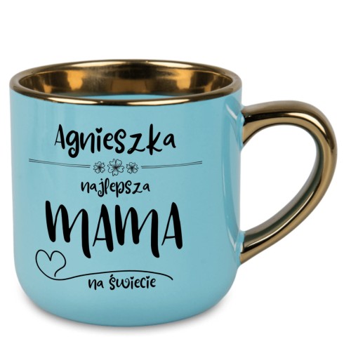 kubek prezent dla mamy błękitny z personalizacją