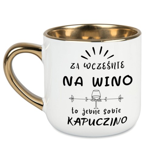 Personalizowany kubek z napisem i złotym uchem