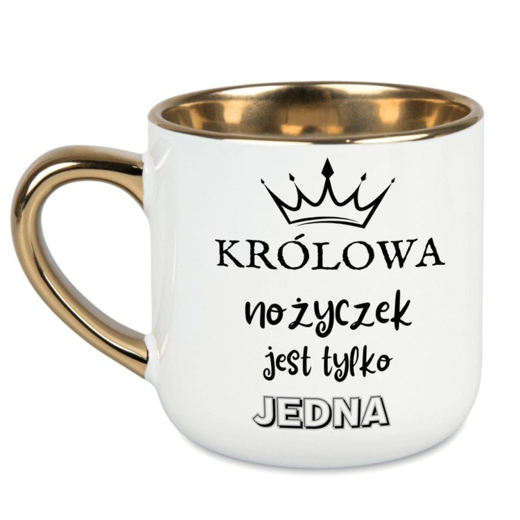 kubek z napisem Królowa nożyczek – prezent dla fryzjerki