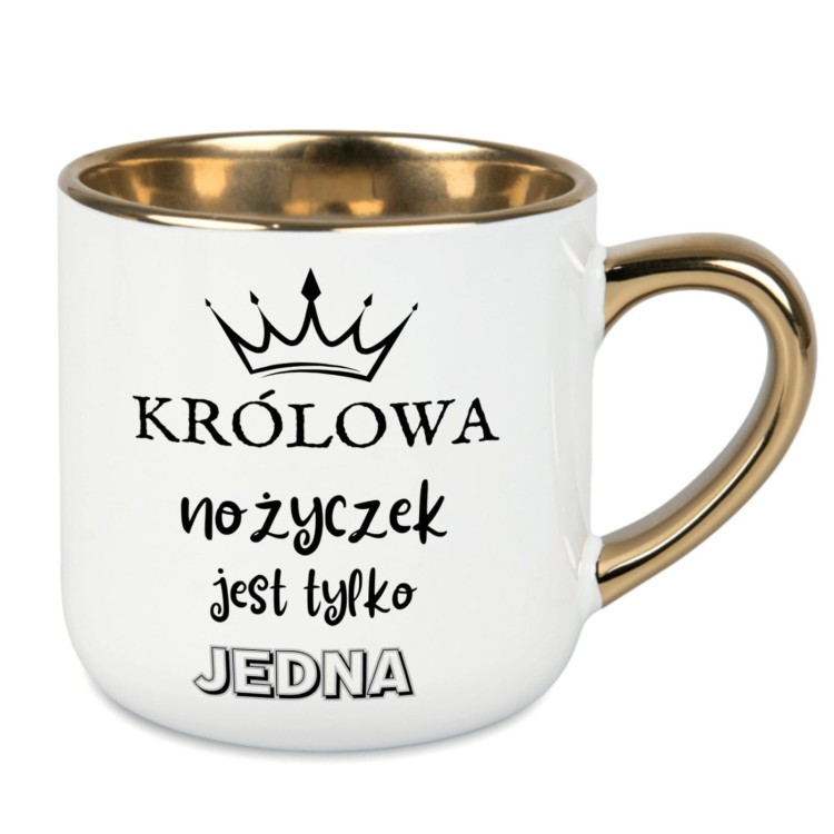 elegancki kubek z koroną i złotym uchem – prezent dla barberki