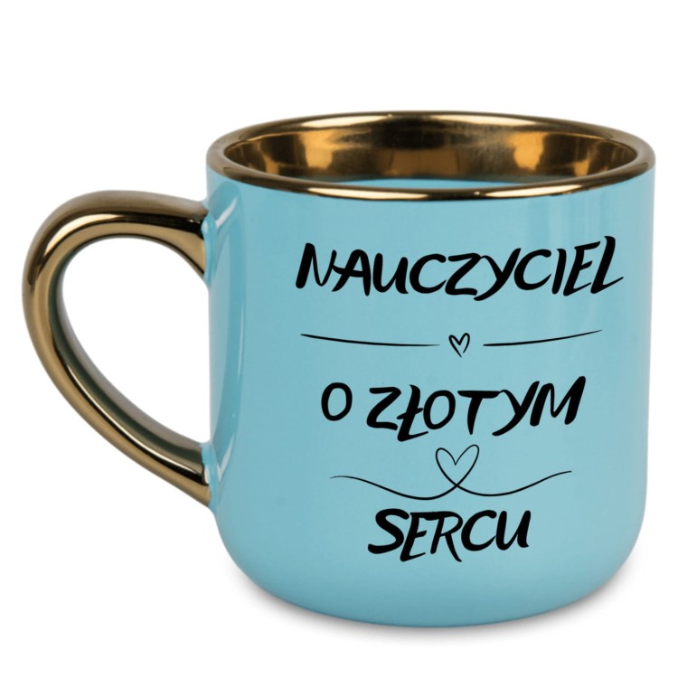 kubek nauczyciel o złotym sercu lewa strona złote ucho alexgrawer