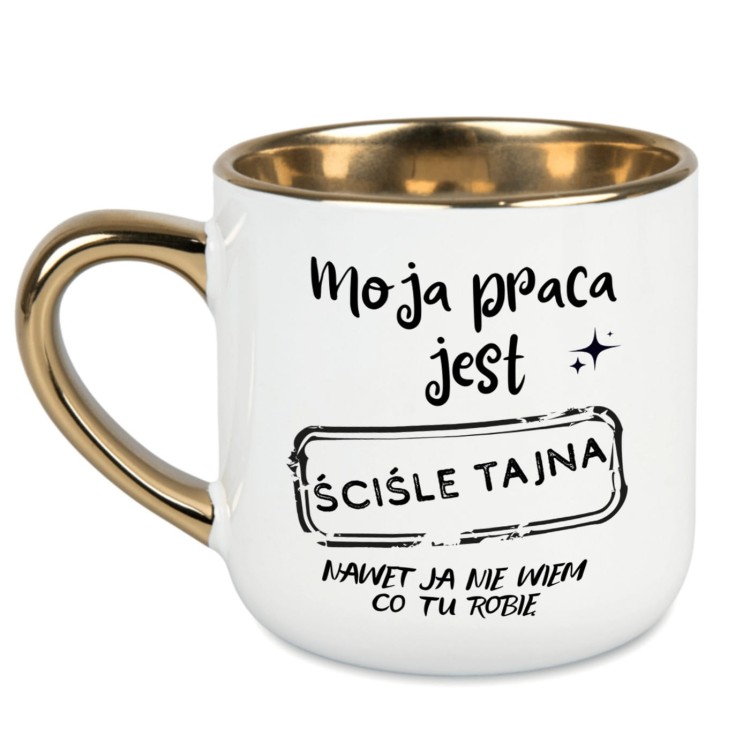 kubek biurowy ze złotym uchem i rantem personalizowany imieniem
