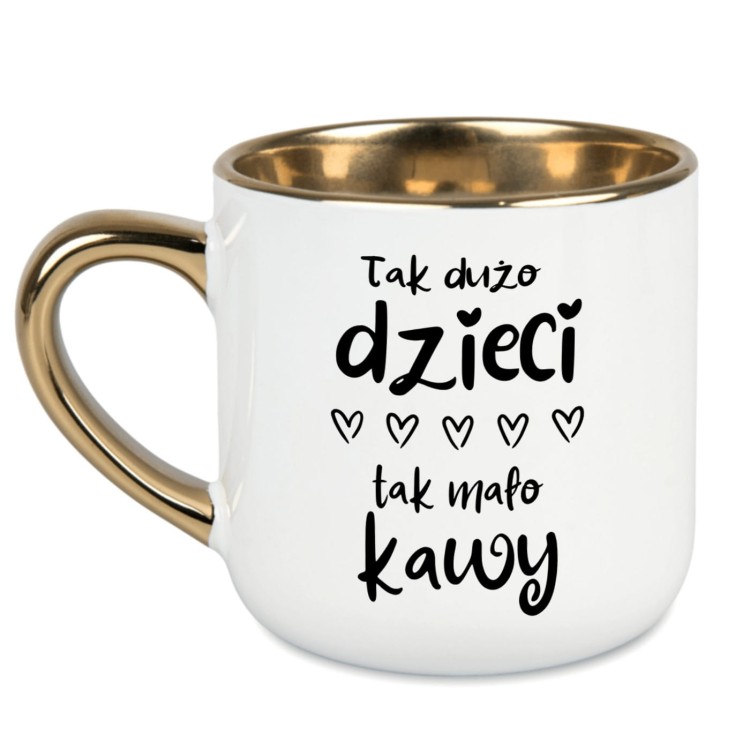 Kubek biały ze złotym uchem i rantem – prezent dla mamy