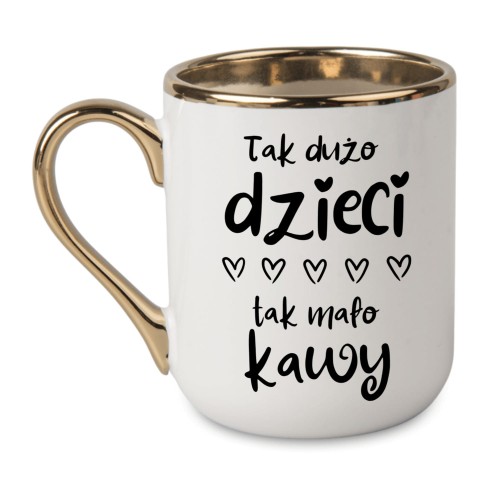 Personalizowany kubek z imieniem nauczyciela i złotym rantem