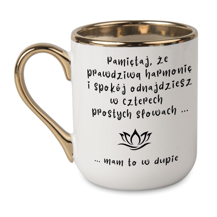 Kubek „Mam to w dupie” z personalizacją i złotym uchwytem