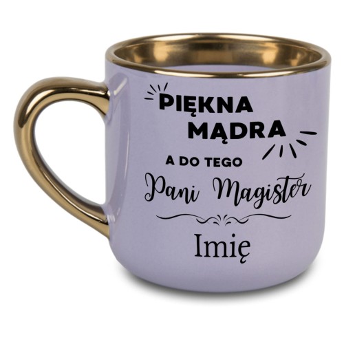 Kubek 400 ml dla magisterki – fioletowy z personalizacją, nadruk po obu stronach