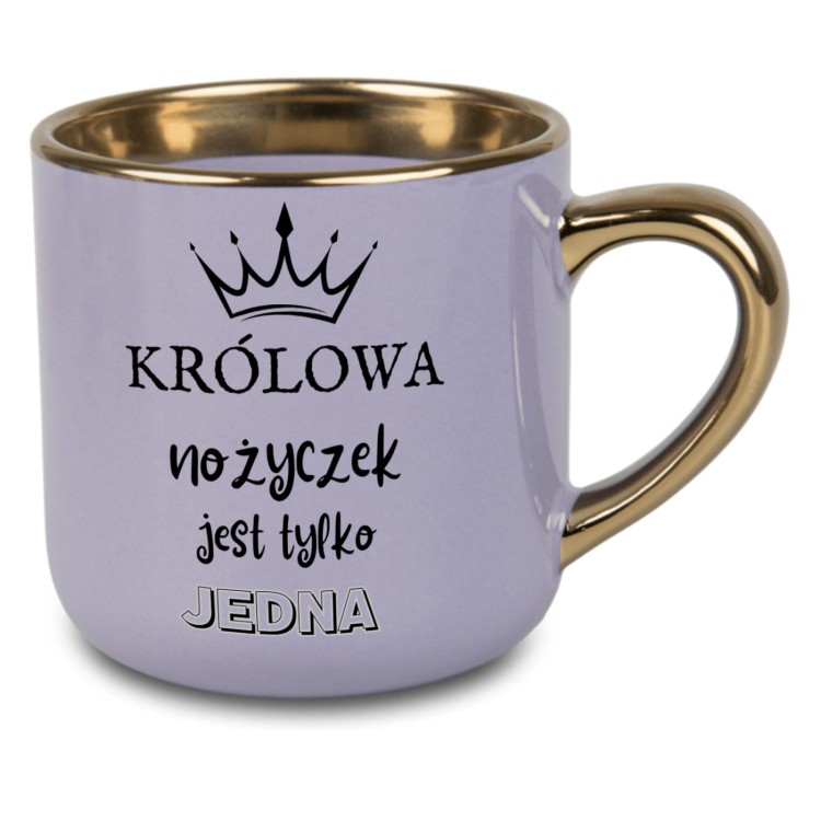 kubek z personalizacją imienia i złotym rantem dla fryzjerki