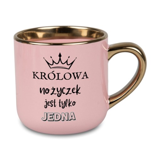 różowy kubek dla fryzjerki z napisem królowa nożyczek