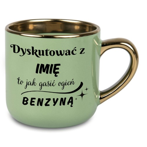 Personalizowany zielony kubek 400 ml z nadrukiem po lewej i prawej stronie – humorystyczny cytat
