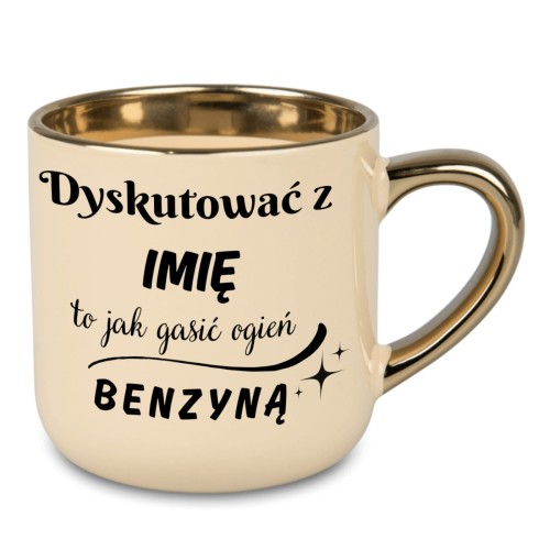 Personalizowany kremowy kubek z nadrukiem po lewej i prawej stronie – humorystyczny cytat