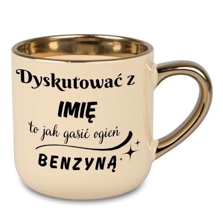 Personalizowany kremowy kubek z nadrukiem po lewej i prawej stronie – humorystyczny cytat
