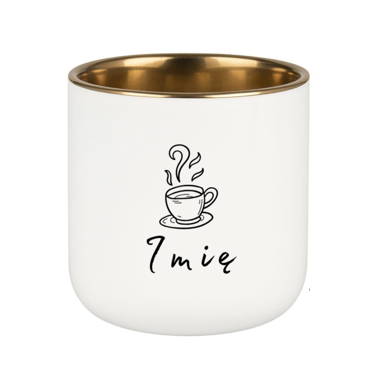 kubek personalizowany imieniem po środku biały 400 ml złote ucho