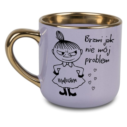 personalizowany fioletowy kubek z Małą Mi imię na sukience prezent dla kobiety