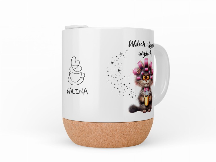 Personalizowany kubek z imieniem i zabawnym nadrukiem kota