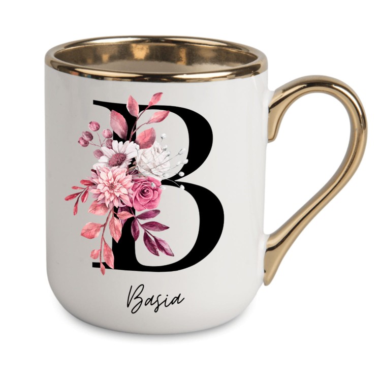 kubek ceramiczny litera B imię motyle napis To będzie dobry dzień