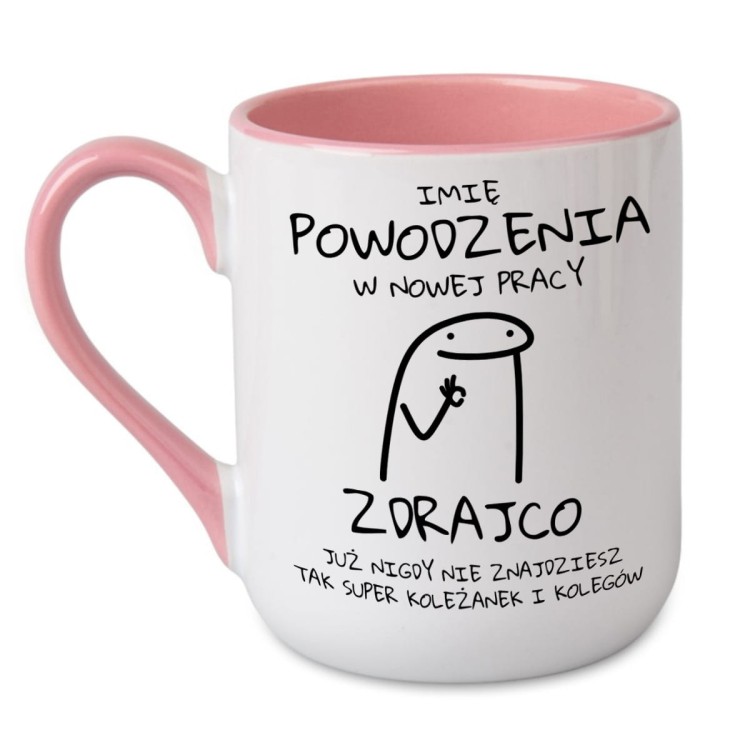 kubek personalizowany powodzenia w nowej pracy zdrajco różowy