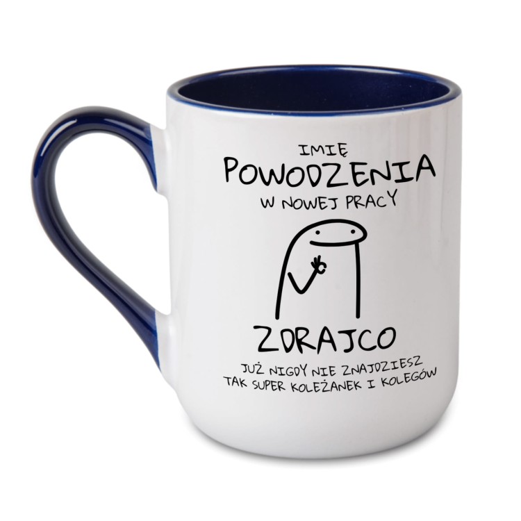 śmieszny kubek z imieniem na pożegnanie w pracy
