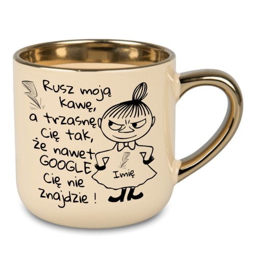 Elegancki kubek kremowy 400 ml z personalizacją imienia i grafiką Mała Mi