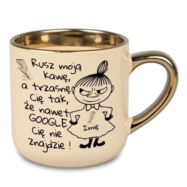 Elegancki kubek kremowy 400 ml z personalizacją imienia i grafiką Mała Mi