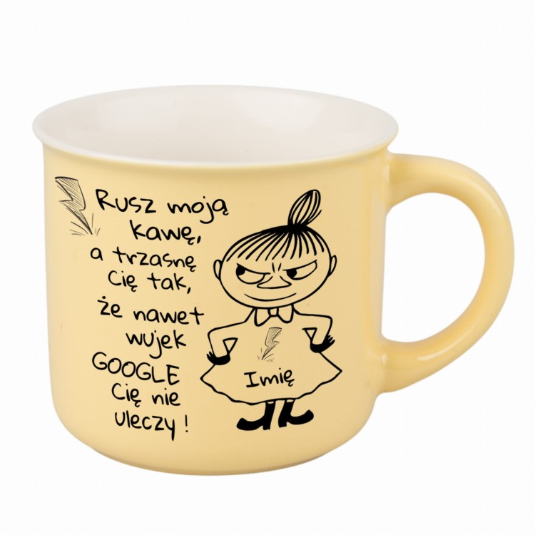 Kubek porcelanowy żółty 360 ml – pastelowy kubek na kawę i herbatę, personalizowany nadruk