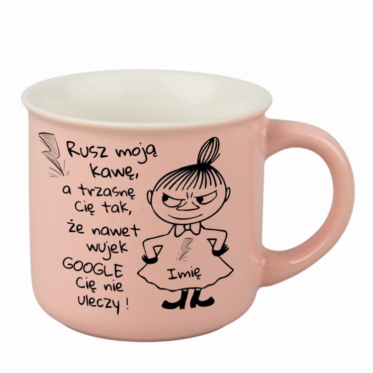 Kubek porcelanowy różowy 360 ml – pastelowy kubek idealny do kawy i herbaty, opcja personalizacji