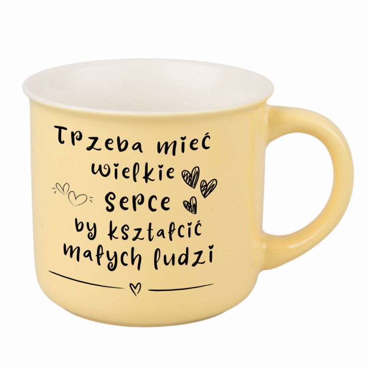 elegancki kubek z nadrukiem po lewej i prawej stronie dla nauczyciela