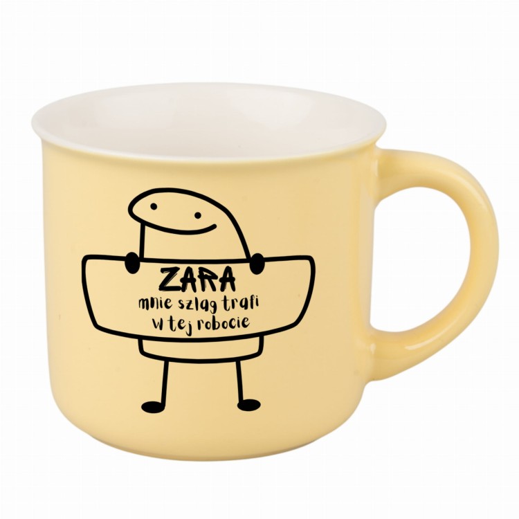 kubek porcelanowy personalizowany z zabawnym napisem od Alexgrawer