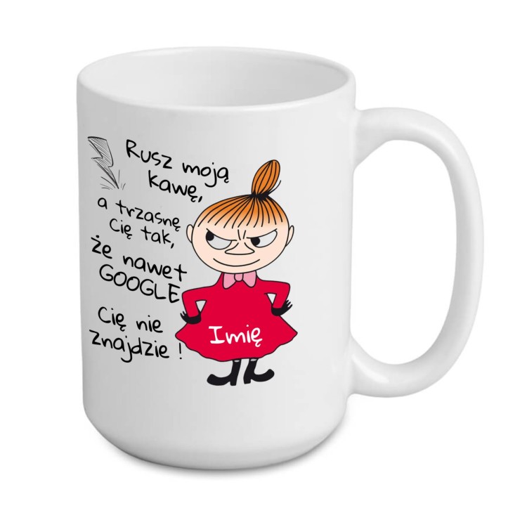 Śmieszny kubek ceramiczny 450 ml na prezent, nadruk z dwóch stron, personalizacja imieniem