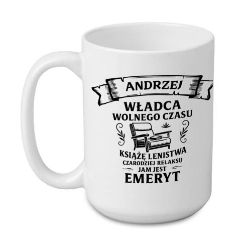 Kubek personalizowany Władca wolnego czasu z imieniem Andrzej