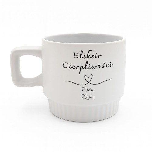 Biały kubek VENTI 300 ml Eliksir Cierpliwości – prezent dla nauczyciela z imieniem