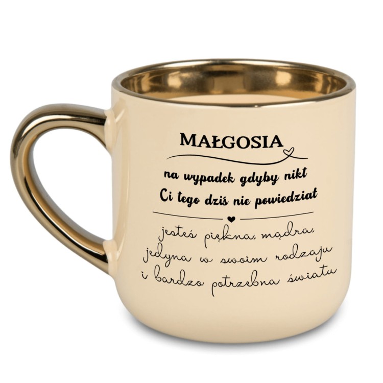 elegancki kubek 400 ml prezent dla kobiety z napisem jesteś piękna mądra jedyna