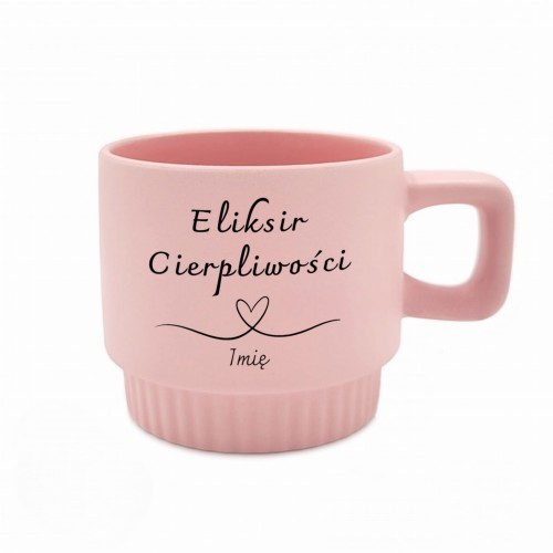 Personalizowany różowy kubek VENTI 300 ml Eliksir Cierpliwości z napisem Ciocia Jola