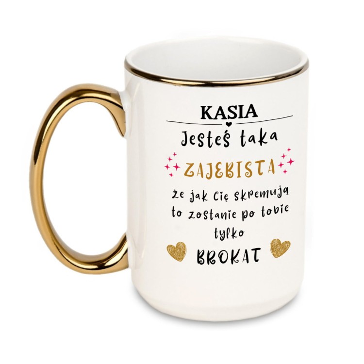 kubek personalizowany zajebista ze złotym uchem