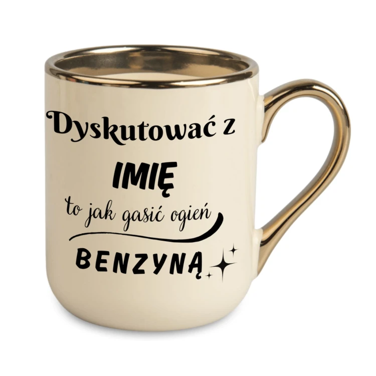 elegancki kubek personalizowany w kolorze kremowym glamour